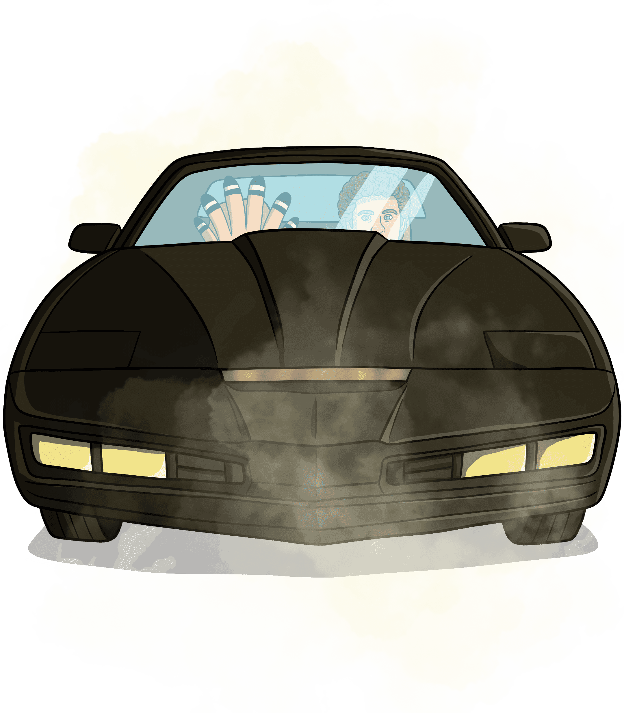 Cook night delivery car illustration